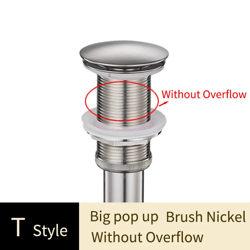 DecorBites™ Brass Bathroom Sink Pop Up Drain for Lavatory Basin - HJ-0618F