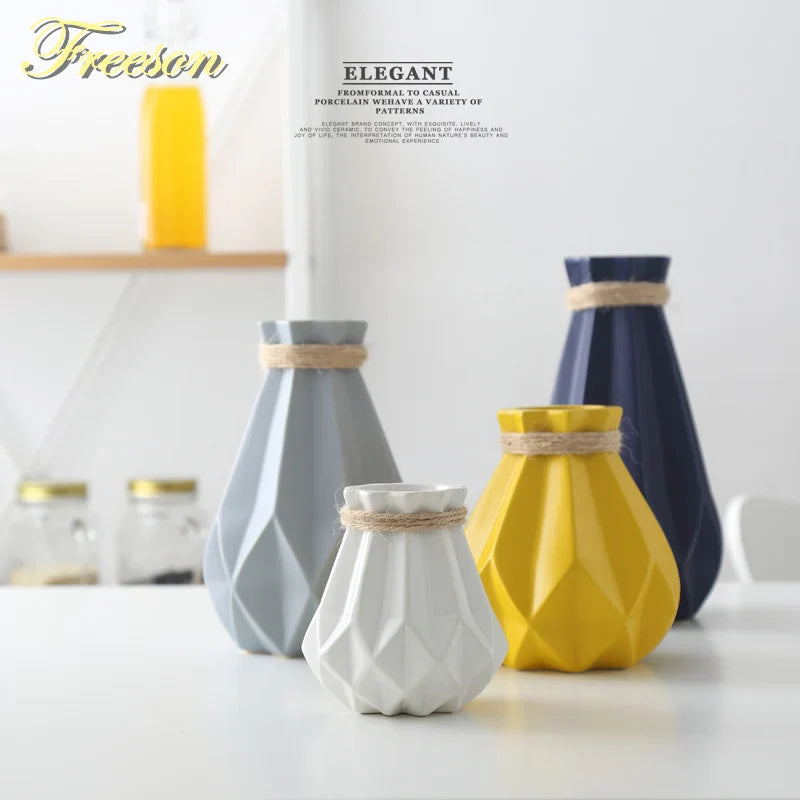 DecorBites™ Ceramic Diamond Vase Modern Home Decor Living Room Decoration