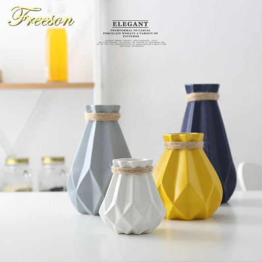 DecorBites™ Ceramic Diamond Vase Modern Home Decor Living Room Decoration