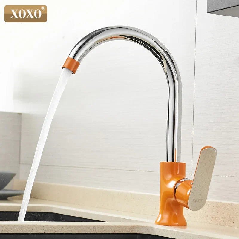 DecorBites™ Brass Single Handle Kitchen Faucet Mixer Tap with 360° Rotation