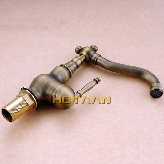 DecorBites™ Antique Brass Basin Faucet, Bathroom Mixer Tap, Basin Faucet YT-5047