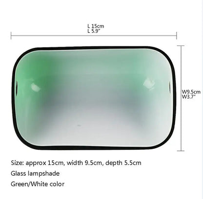 DecorBites™ Glass Bankers Lamp Cover | Green/White Cased Replacement Shade L15cm x W9.5cm
