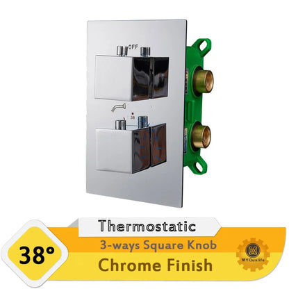 DecorBites™ Dual Handle Thermostatic Shower Mixer Valve - Chrome Finish