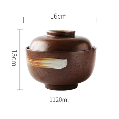 DecorBites™ Japanese Style Ceramic Soup Bowl - Eco-Friendly Under Glazed Tureen