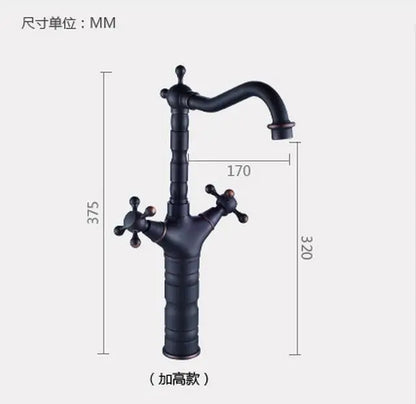 DecorBites™ Black Bronze Swan Basin Faucet Dual Cross Handle Deck Mounted Bathroom Mixer