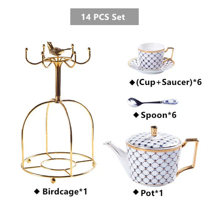 DecorBites™ Gold Porcelain Coffee & Tea Set, Elegant Bone China Luxury Ceramics
