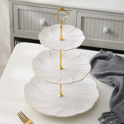 DecorBites™ Gold Inlay Bone China Fruit Plates Snack Dishes Cake Plate Candy Dish