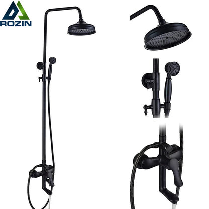 DecorBites™ Black Bronze Bathroom Shower Mixer Tap with Long Spout and 8" Rainfall Head