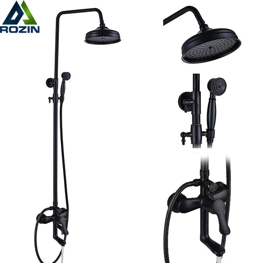 DecorBites™ Black Bronze Bathroom Shower Mixer Tap with Long Spout and 8" Rainfall Head