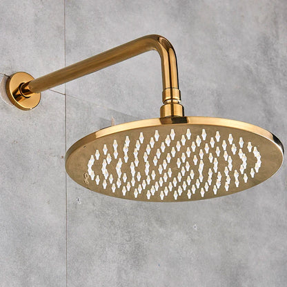 DecorBites™ 16" LED Round Gold Shower Head with Arm - Enhanced Brass Bathroom Accessory