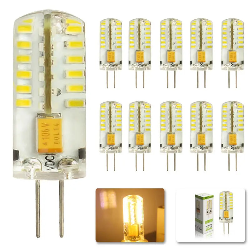 لمبة إضاءة LED سبوت G4 من DecorBites™ بقوة 4 وات - مصباح إضاءة كريستال سبوت - 10 قطع