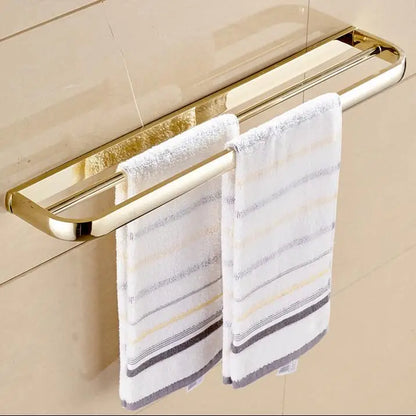 DecorBites™ Gold Bathroom Accessories Set: Towel Shelf, Towel Bar, Paper Holder, Cloth Hook