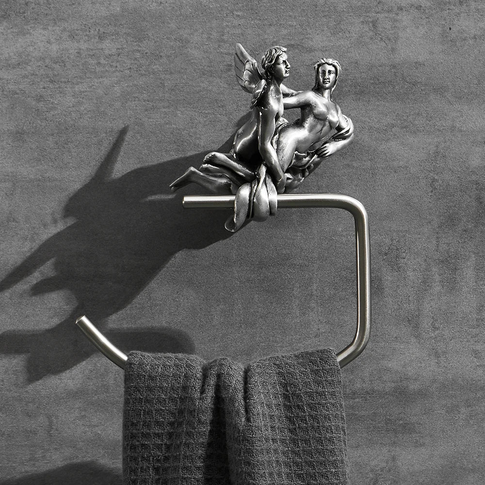 DecorBites™ Bathroom Hardware Set: Toilet Paper Holder, Towel Bar, Brush Holder - Mountable Romantic Design