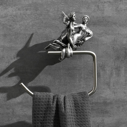 DecorBites™ Bathroom Hardware Set: Toilet Paper Holder, Towel Bar, Brush Holder - Mountable Romantic Design