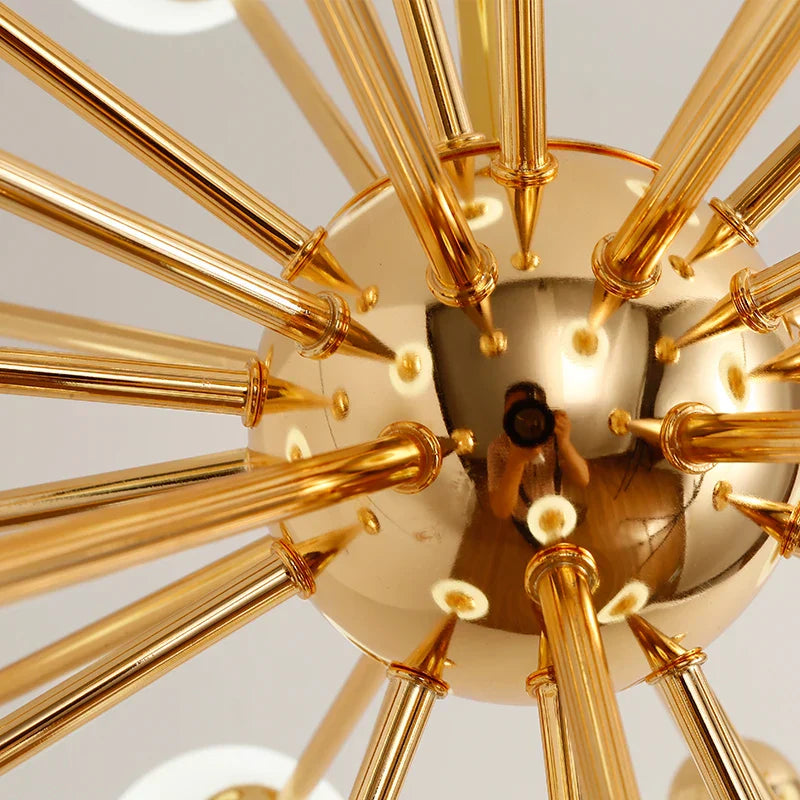 DecorBites™ Acrylic Molecule Chandelier Golden Kitchen Restaurant Lighting Sputnik Globe Lamp