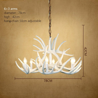 DecorBites™ Antler Chandelier: American Retro Resin Horn Deer Lamps for Rustic Indoor Decor