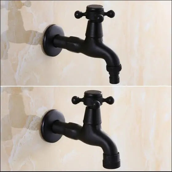 DecorBites™ Brass Black Oil Brushed Double Washing Machine Faucet Tap