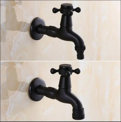 DecorBites™ Brass Black Oil Brushed Double Washing Machine Faucet Tap