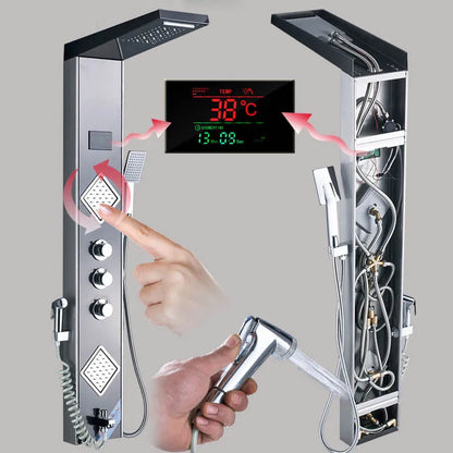 DecorBites™ Black LED Shower Panel Tower with Digital Screen and Thermostatic Mixer