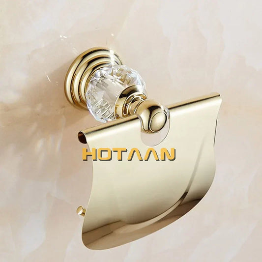 DecorBites™ Golden Crystal Toilet Paper Holder Wall Mount Archaize Waterproof Roll Rack