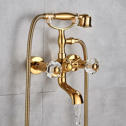 DecorBites™ Golden Black Bathtub Faucet with Hand Shower and Rotate Spout
