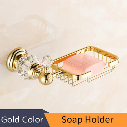 Juego de accesorios de baño DecorBites™ Crystal Brass Gold