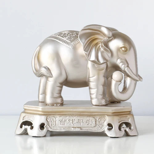 DecorBites™ Elephant Couple Resin Statue for Living Room Office Tabletop Ornament