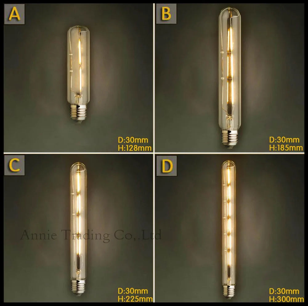 Decorbites™ LED-Filamentlampe E27 T10 T185 T225 T300 Vintage Rohr-Edisonlampe