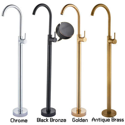 DecorBites™ Black Bronze Bath Shower Tub Faucet Floor Mounted Rotate Spout Hot Cold Tap