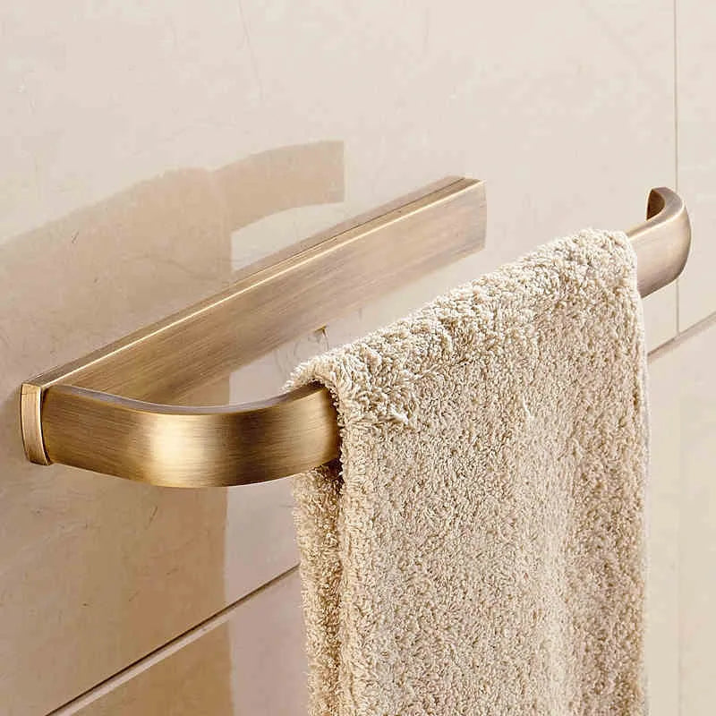 DecorBites™ Brass Bathroom Accessories Set: Towel Rings, Toilet Paper Holder, Towel Rail, Shelf