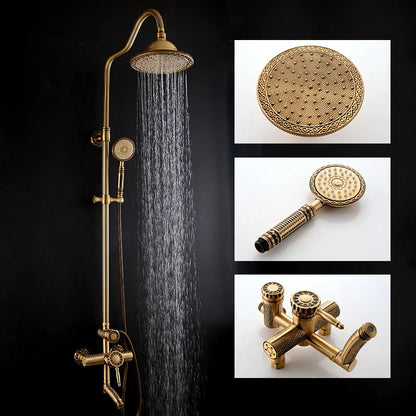 DecorBites™ Black Brass Shower Faucet Set with Wall Mount Hand Held Shower Head - 9712