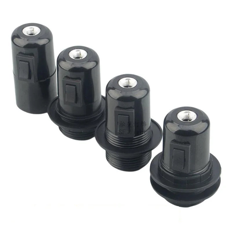 DecorBites™ E27 Socket Lamp Base Switch 4A, 250V Black Fitting Bulb Holder Socket
