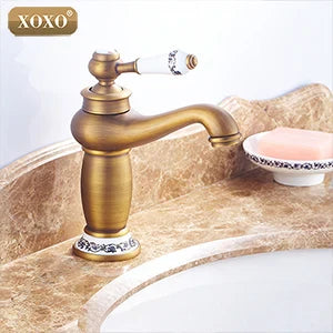 DecorBites™ Bathroom Basin Faucet Deck Mounted Hot Cold Mixer 50045GT