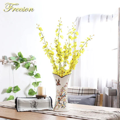 DecorBites™ Bird Butterfly Porcelain Vase: British Rural Ceramic Flower Decoration