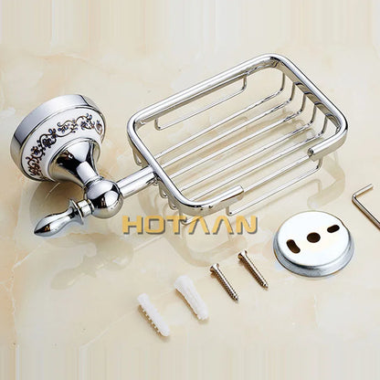 DecorBites™ Brass Gold Soap Dish with Ceramic Holder - Wall Mounted Bathroom Accessory