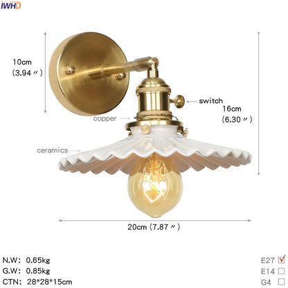 Decorbites™ Glas-Kugel-LED-Wandleuchte Retro Vintage Kupfer Applique Murale