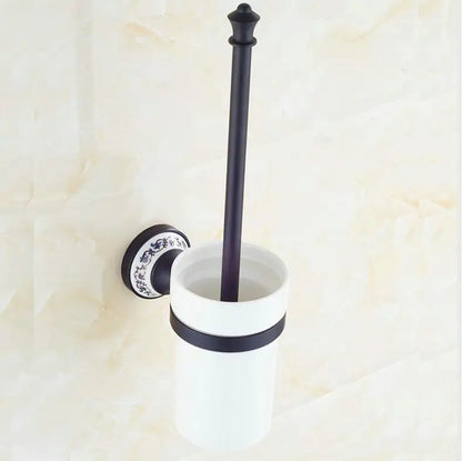 مجموعة إكسسوارات الحمام DecorBites™ المصنوعة من البورسلين الأسود والنحاس