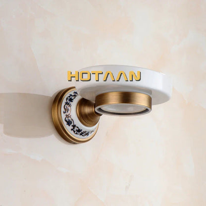 DecorBites™ Brass Soap Holder with Ceramic Dish, Bathroom Soap Basket