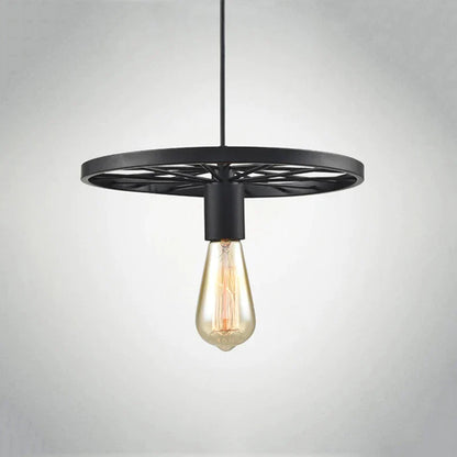 Lámpara de araña DecorBites™ con forma de rueda de hierro | Lámpara colgante industrial retro para comedor