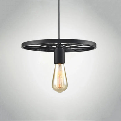 DecorBites™ Industrial Iron Wheel Chandelier for Dining Room, Restaurant, and Cafe