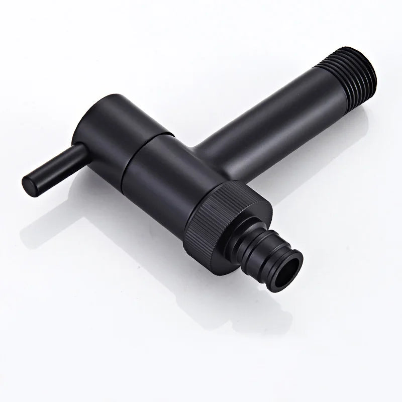 صنبور زاوية حمام نحاسي من DecorBites™، صنبور خلاط خارجي بارد واحد، لون أسود زيتي