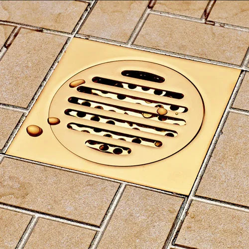 DecorBites™ Gold Square Bathroom Shower Drain Strainer 10*10cm
