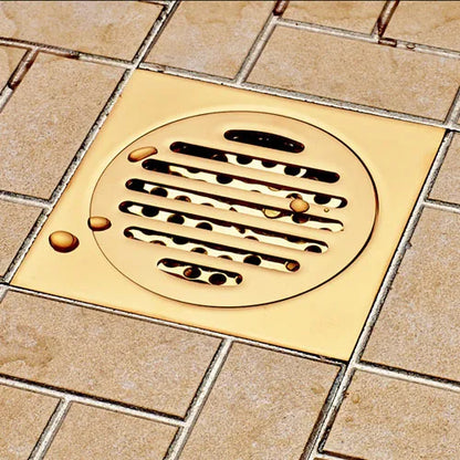 DecorBites™ Gold Square Bathroom Shower Drain Strainer 10*10cm