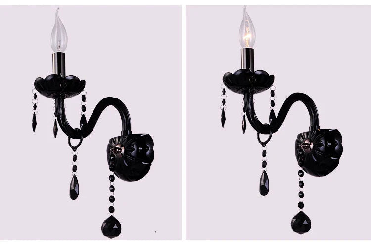 DecorBites™ Crystal Wall Lamp with Candle LED E14 Bulbs in Black