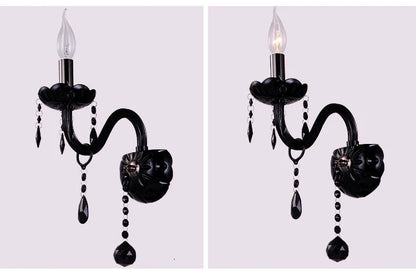 DecorBites™ Crystal Wall Lamp with Candle LED E14 Bulbs in Black