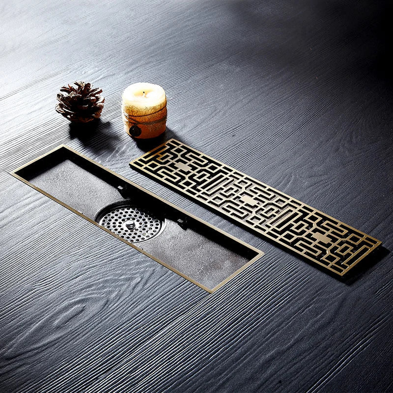 DecorBites™ Euro Antique Brass Art Carved Floor Drain Cover Shower Waste Drainer