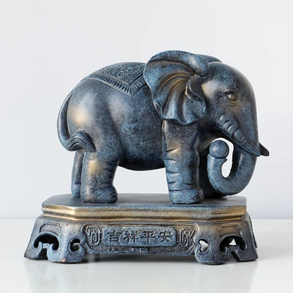 DecorBites™ Elephant Couple Resin Statue for Living Room Office Tabletop Ornament