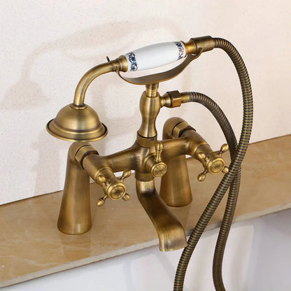 DecorBites™ Golden Bathtub Faucet with Handshower and 2 Handles