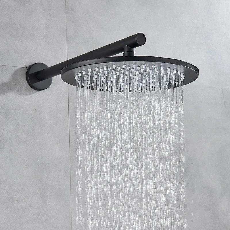 DecorBites™ Brass Black Shower Set with Ceiling/Wall Arm, Diverter Mixer, Handheld Spray, 8-16" Rain Head