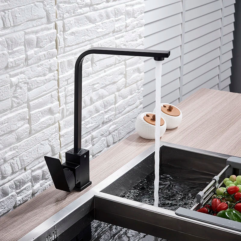 DecorBites™ Kitchen Faucet: Brushed Gold/Nickle/Black Hot Cold Mixer Crane Water Tap